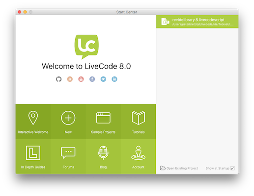 Screenshot of new Start Center